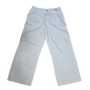 Madewell Light Cream Wide-Leg Cotton Trousers